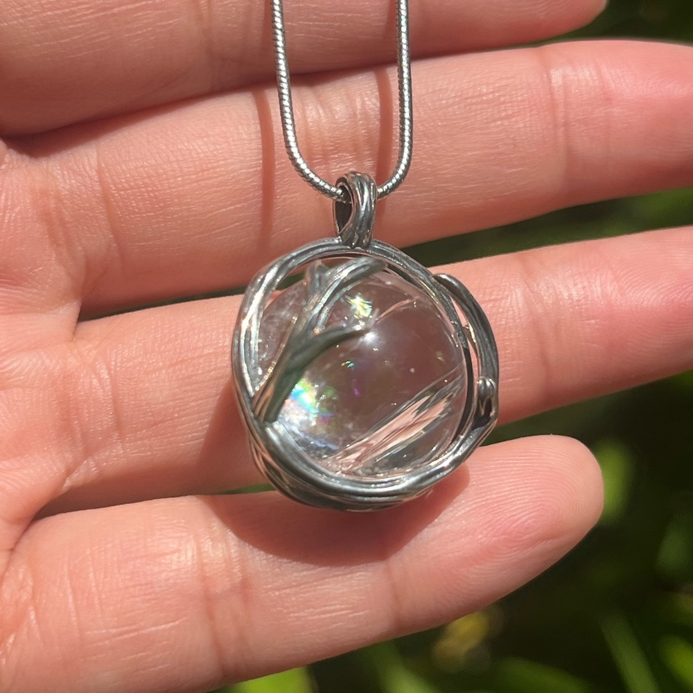 Sterling silver interchangeable clear Quartz pendant - Picture 4 of 6